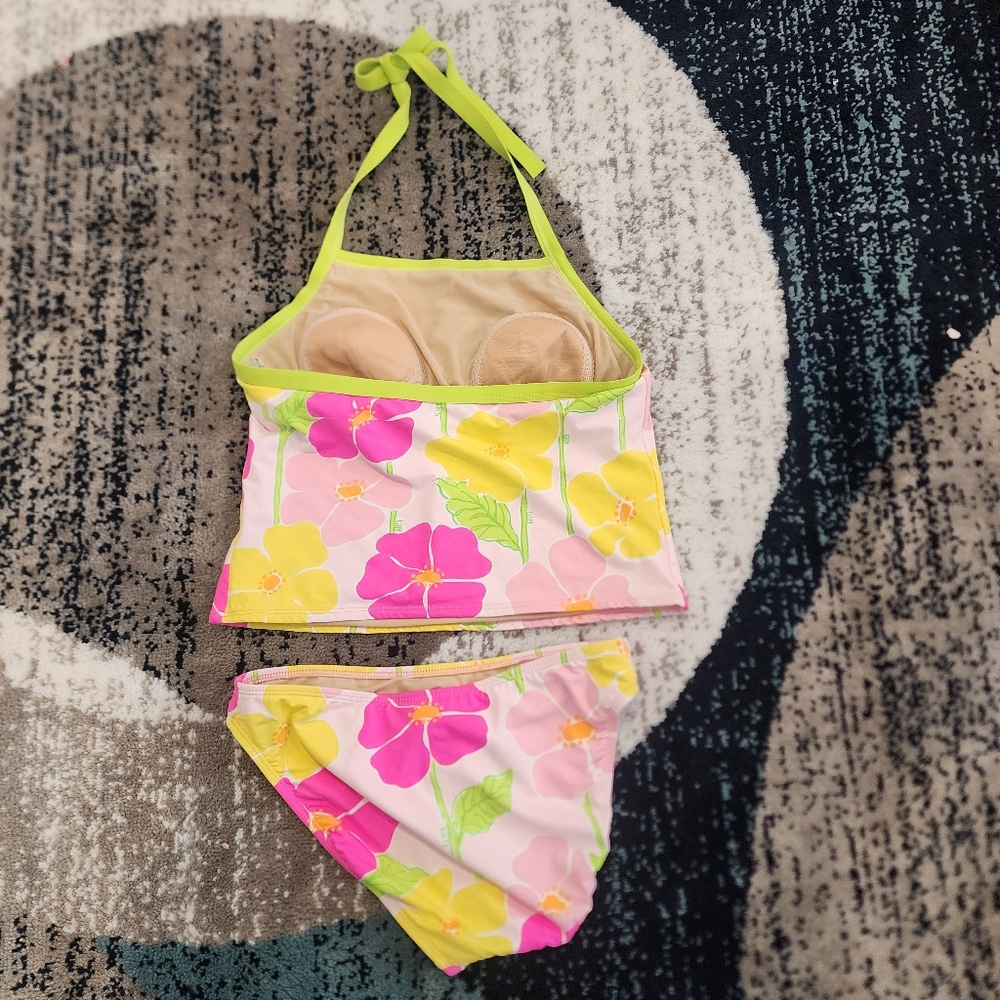 Lilly Pulitzer Women's Floral Halter Neck Two Piece Swimsuit Bathing Suit Size 8 - Picture 6 of 13